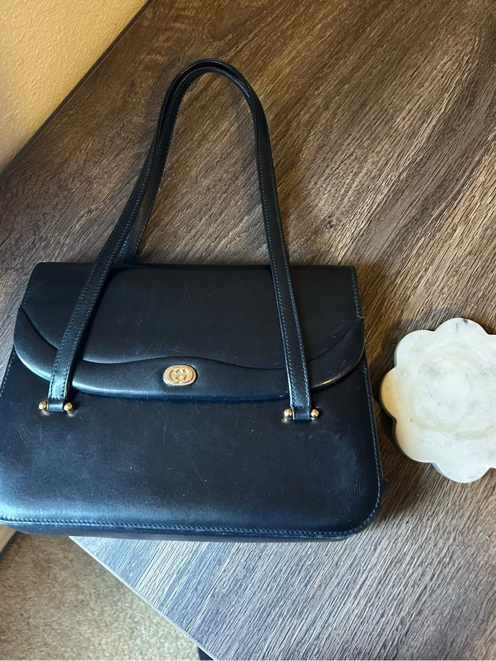 Vintage Small Gucci Black Leather Handbag - Picture 14 of 14